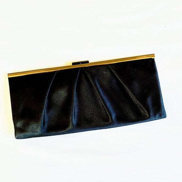 LOFT Handbags - Black Satin Clasp Clutch with Strap